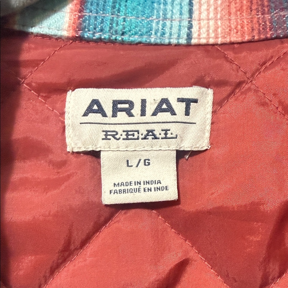 Ariat Shacket Flannel Quilt Lined Southwestern Cowgirl Multicolor Women's Large - Picture 2 of 3